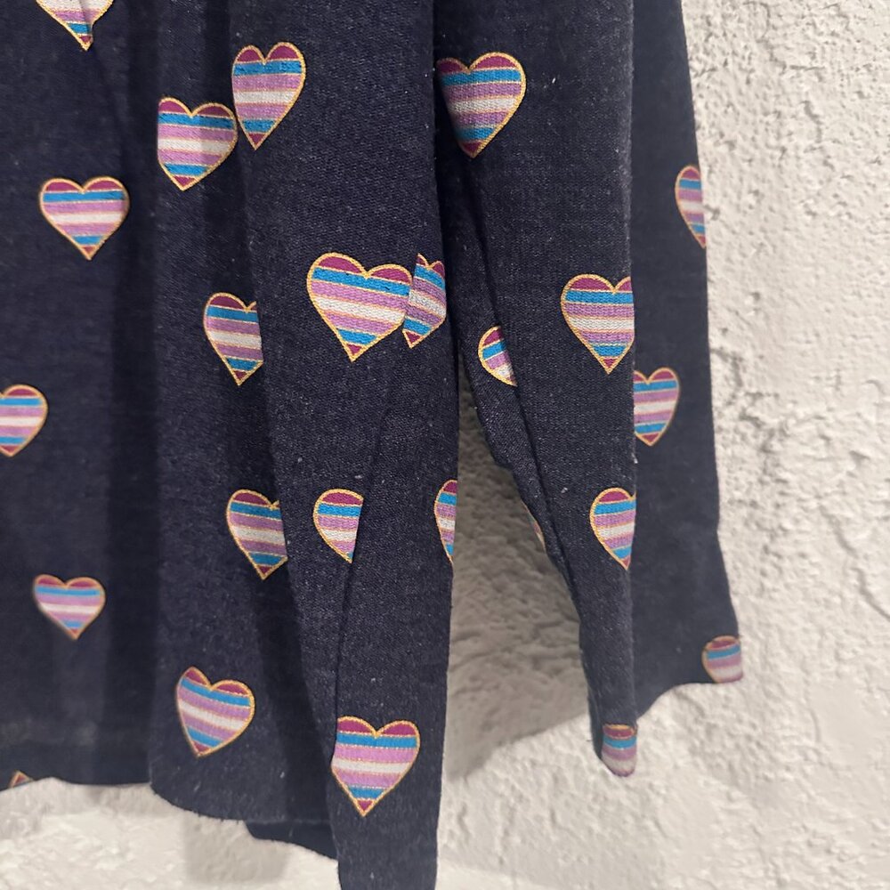 Chaser Navy Heart Print Long Sleeve Top Size S - Picture 5 of 9